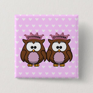 Chapa Cuadrada princesas de búho gemelos