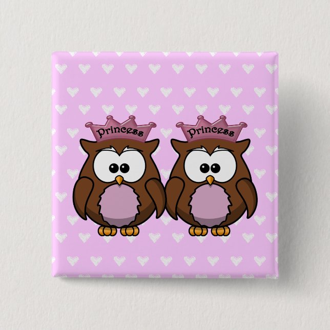 Chapa Cuadrada princesas de búho gemelos (Anverso)