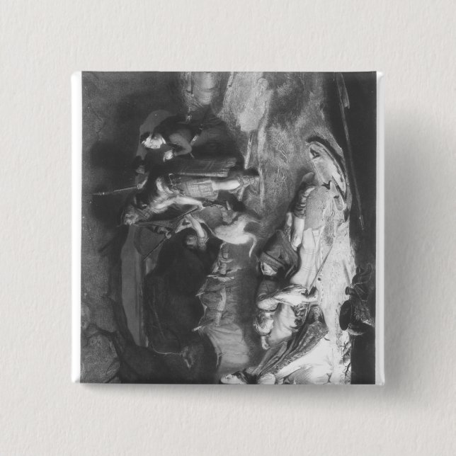 Chapa Cuadrada Príncipe Charlie de Bonnie en la ocultación (Anverso)