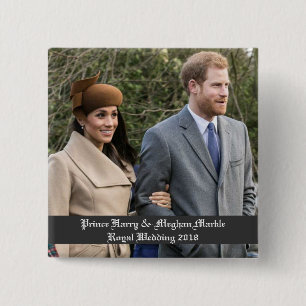 Chapa Cuadrada Príncipe Harry y Meghan Markle Boda Real 2018