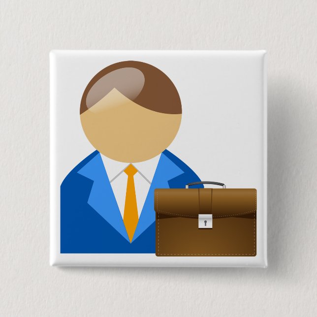 Chapa Cuadrada Professional Businessman Icon with Briefcase (Anverso)