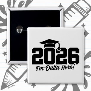 Chapa Cuadrada Promoción de 2026 Cita de Graduación 'Me voy de aq
