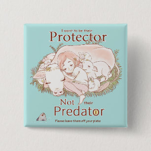 Chapa Cuadrada Protector No depredador Vegan Love Animals