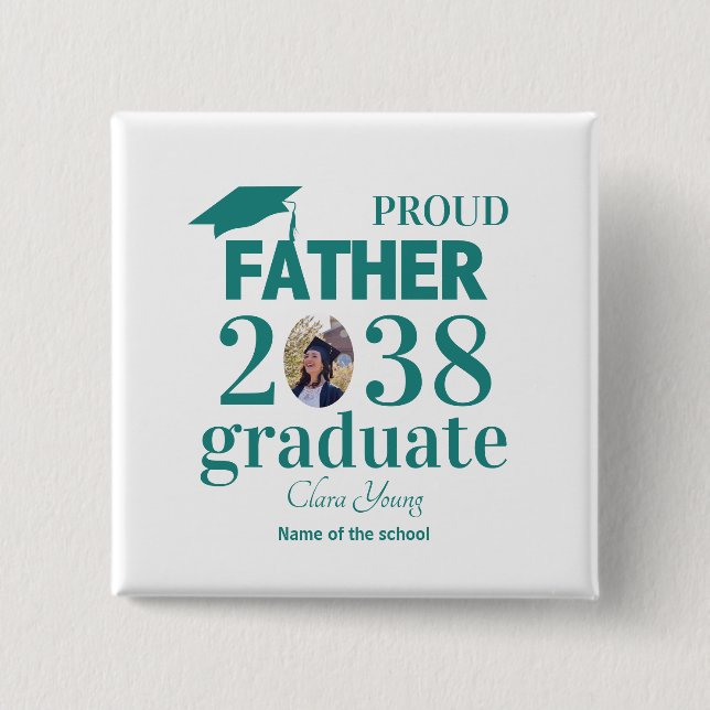 Chapa Cuadrada Proud Father personalized graduation (Anverso)
