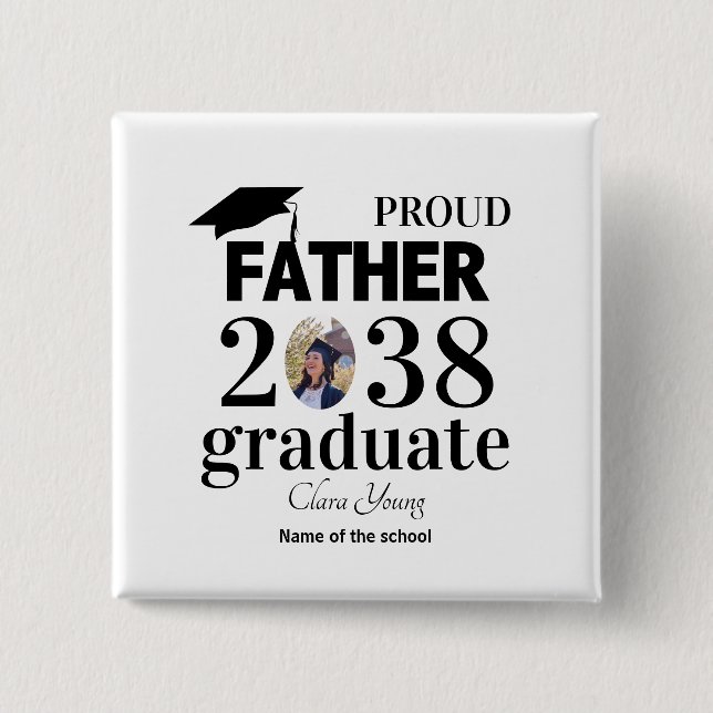 Chapa Cuadrada Proud Father personalized graduation (Anverso)