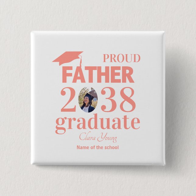 Chapa Cuadrada Proud Father personalized graduation (Anverso)