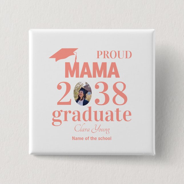 Chapa Cuadrada Proud mama personalized graduation (Anverso)