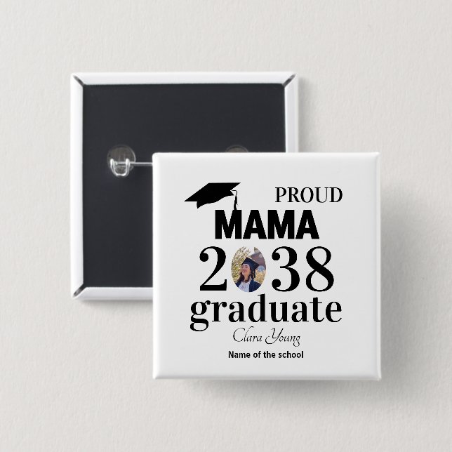 Chapa Cuadrada Proud mama personalized graduation (Anverso y reverso)