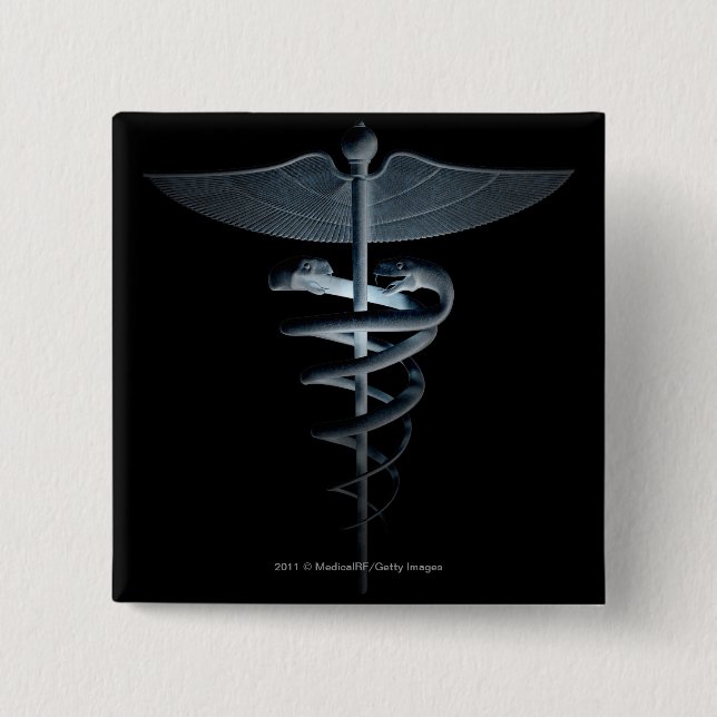 Chapa Cuadrada Proyector en un caduceo médico (Anverso)