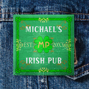 Chapa Cuadrada Pub irlandés crea tu propio verde personalizado