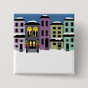 Chapa Cuadrada Pueblo Navidad ~ Botones