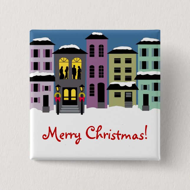 Chapa Cuadrada Pueblo navidad ~ Botones (Anverso)