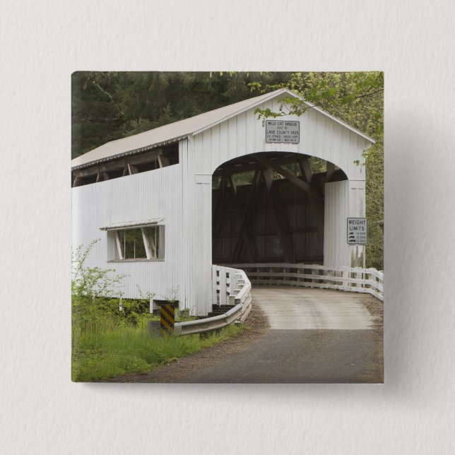 Chapa Cuadrada Puente cubierto de gato silvestre, condado de Lane (Anverso)