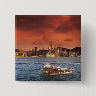 Chapa Cuadrada Puerto de Hong Kong al atardecer
