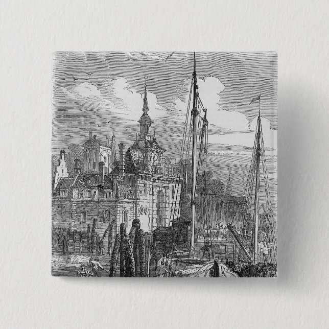 Chapa Cuadrada Puerto de Rotterdam, Holanda (Anverso)