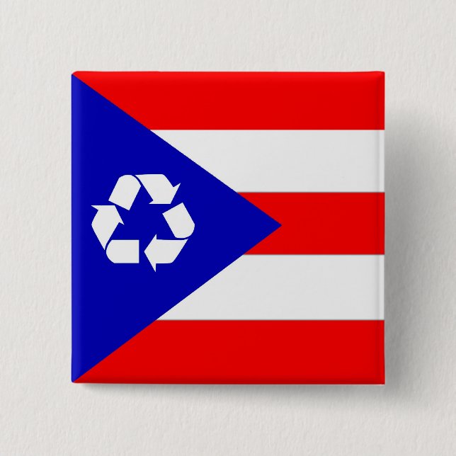 Chapa Cuadrada Puerto Rico recicla la bandera (Anverso)