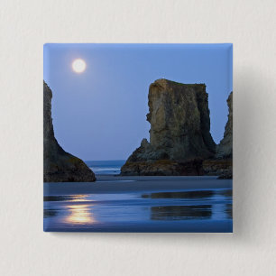 Chapa Cuadrada Puesta de luna, Bandon Beach, Oregon.