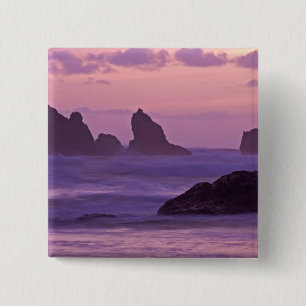 Chapa Cuadrada Puesta de sol en Bandon Beach Sea Stacks.