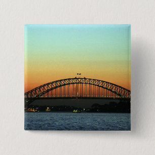 Chapa Cuadrada Puesta de sol sobre el puente del puerto de Sydney