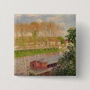 Chapa Cuadrada Puesta del sol de Camille Pissarro el en