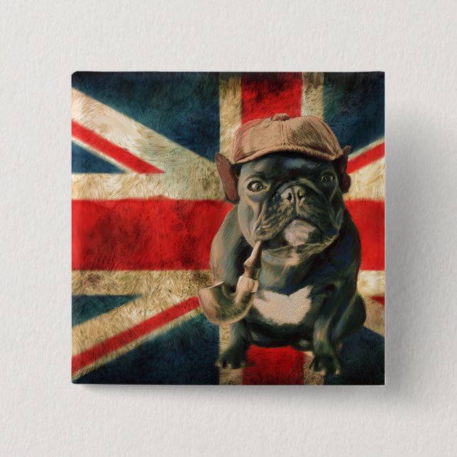 Chapa Cuadrada Pug británico (Anverso)