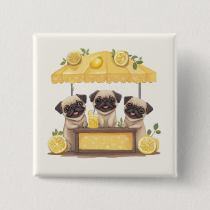 Chapa Cuadrada Pug Dogs Lemonade Stand