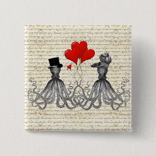 Chapa Cuadrada Pulpos y corazones del vintage