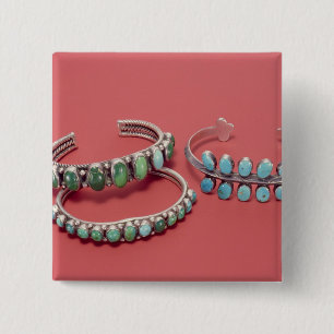 Chapa Cuadrada Pulseras de Navajo