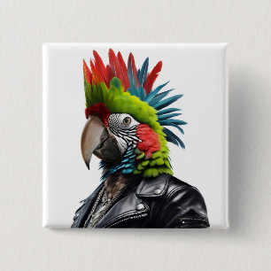 Chapa Cuadrada Punk Parrot
