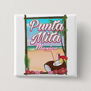 Chapa Cuadrada Punta Mita, cartel de viaje a la playa en México