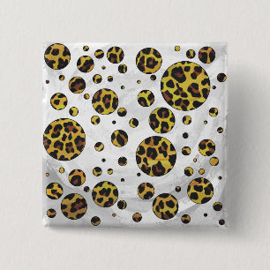 Chapa Cuadrada Punto de polka amarillo y marrón leopardo
