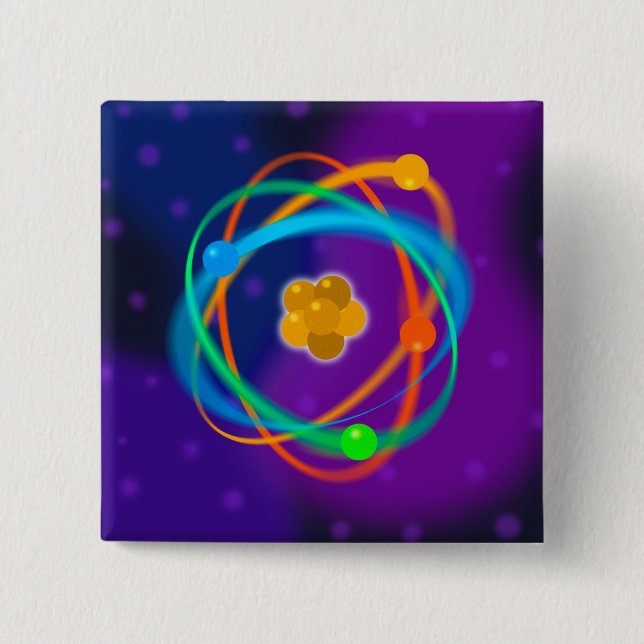 Chapa Cuadrada Puntos de Estructura Atómica Ciencia (Anverso)