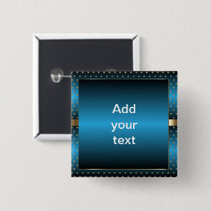 Chapa Cuadrada Puntos de polka azul metálico y dorado  Texto DIY