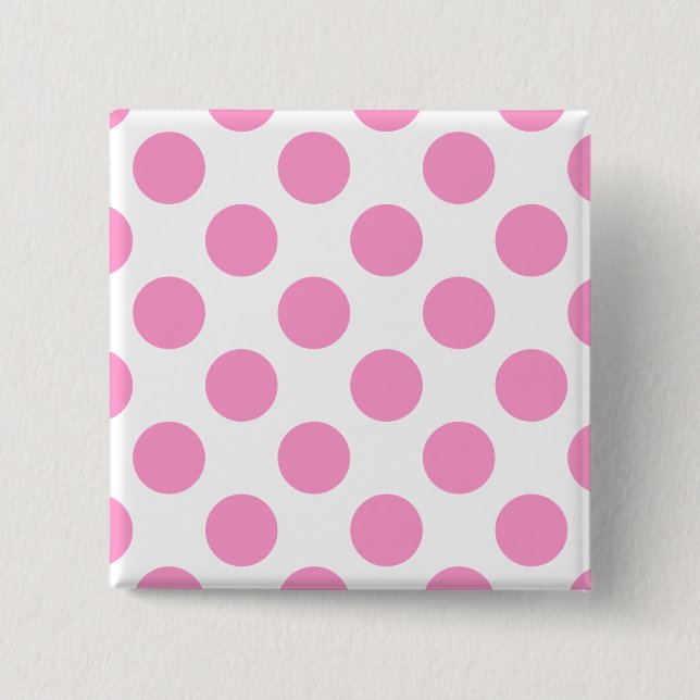 Chapa Cuadrada Puntos de polka blanco y rosa (Anverso)