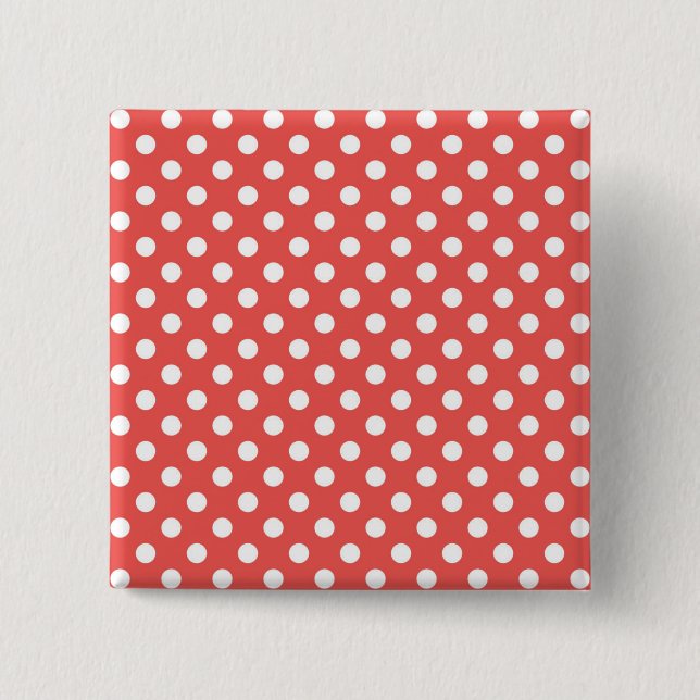 Chapa Cuadrada Puntos de Polka Rojo y Blanco (Anverso)