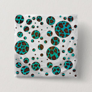 Chapa Cuadrada Puntos PrintPolka Verde azulados y marrones leopar
