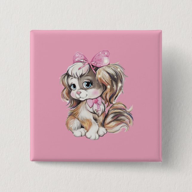 Chapa Cuadrada Puppy Button (Anverso)