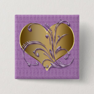 Chapa Cuadrada Púrpura y corazón del oro