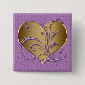 Chapa Cuadrada Púrpura y corazón del oro