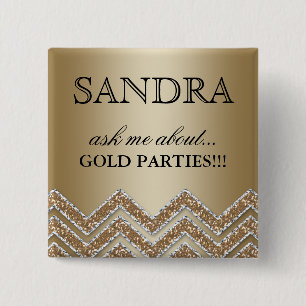 Chapa Cuadrada Purpurina conocido de Chevron del fiesta del oro