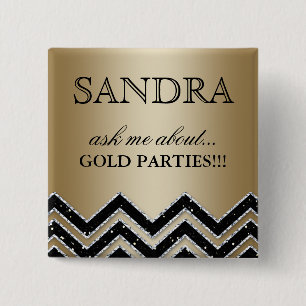 Chapa Cuadrada Purpurina conocido del negro de Chevron del fiesta