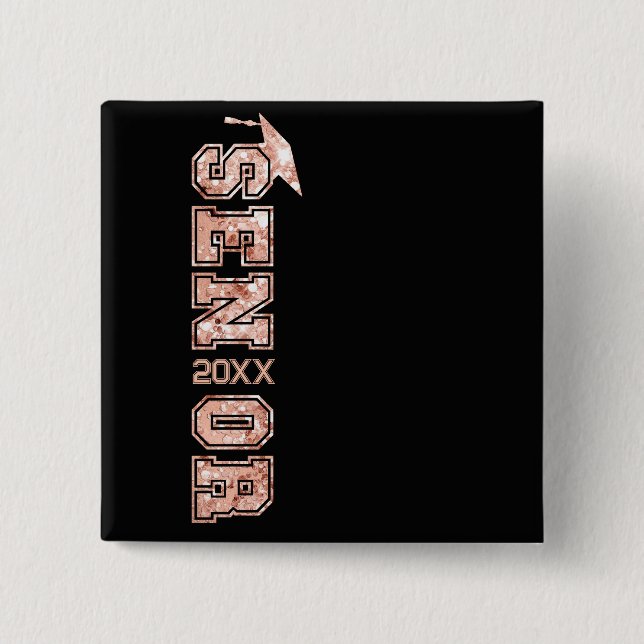 Chapa Cuadrada Purpurina de grado superior secuestra año (Anverso)