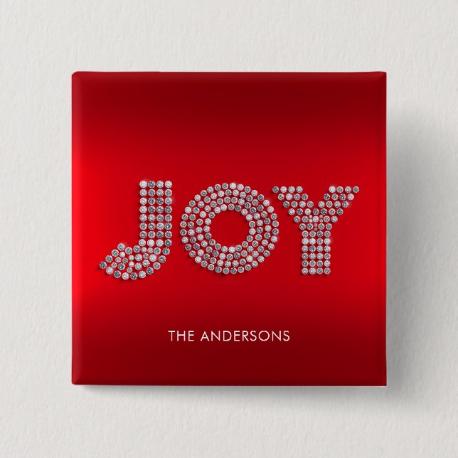 Chapa Cuadrada Purpurina Sparkle Diamond Navidades JOY Nombre per (Anverso)