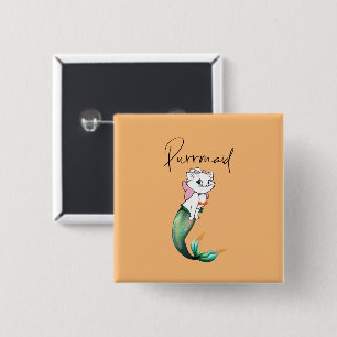 Chapa Cuadrada Purrmaid de gatito de gatito de comadreja - Diseño