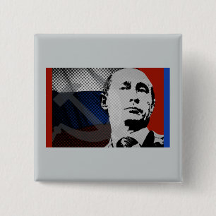Chapa Cuadrada Putin con bandera rusa