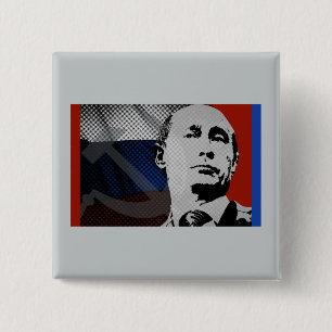 Chapa Cuadrada Putin con la bandera rusa