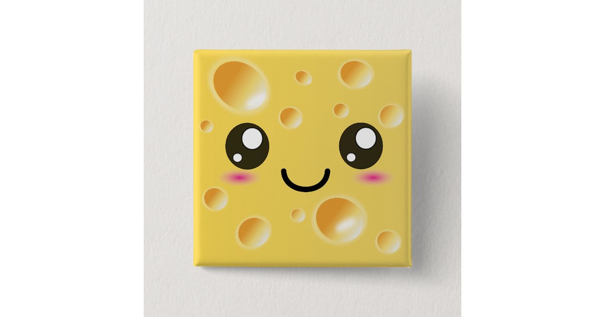 Chapa Cuadrada Queso Feliz Lindo De Kawaii Zazzle Es