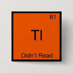 Chapa Cuadrada Química TL;DR Símbolo de Elemento Divertido TLDR