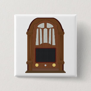 Chapa Cuadrada Radio Antiguo de Tubos Estéreo de Madera Antigua