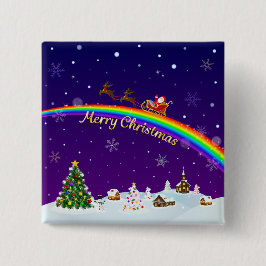 Chapa Cuadrada Rainbow Santa Claus